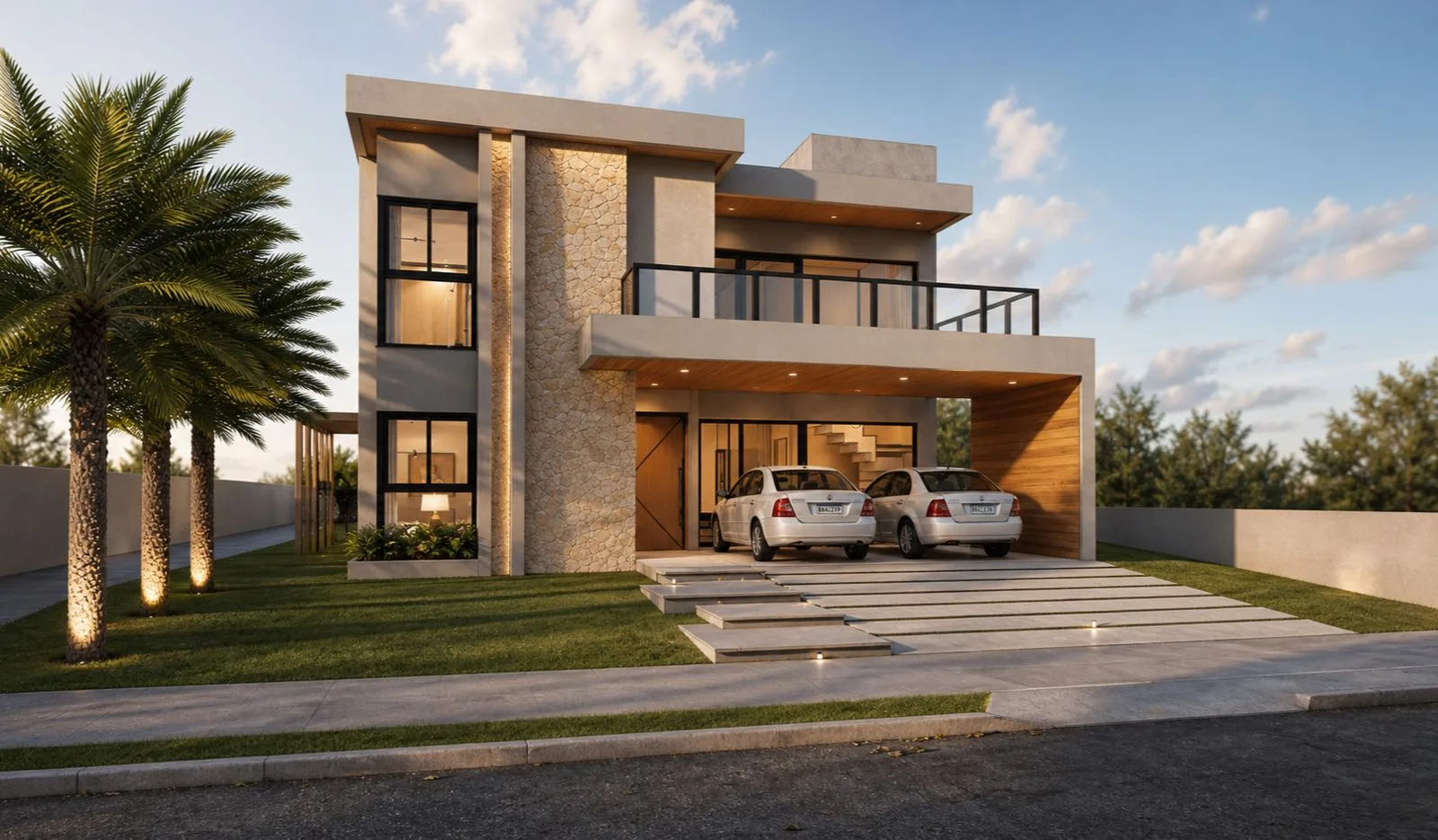 Sobrado moderno de 300 m² com 05 suítes e piscina